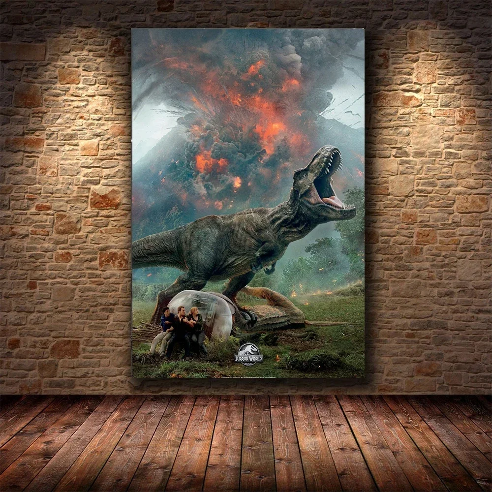 Современный стиль динозавра периода Юрского постер напечатанный на холсте без