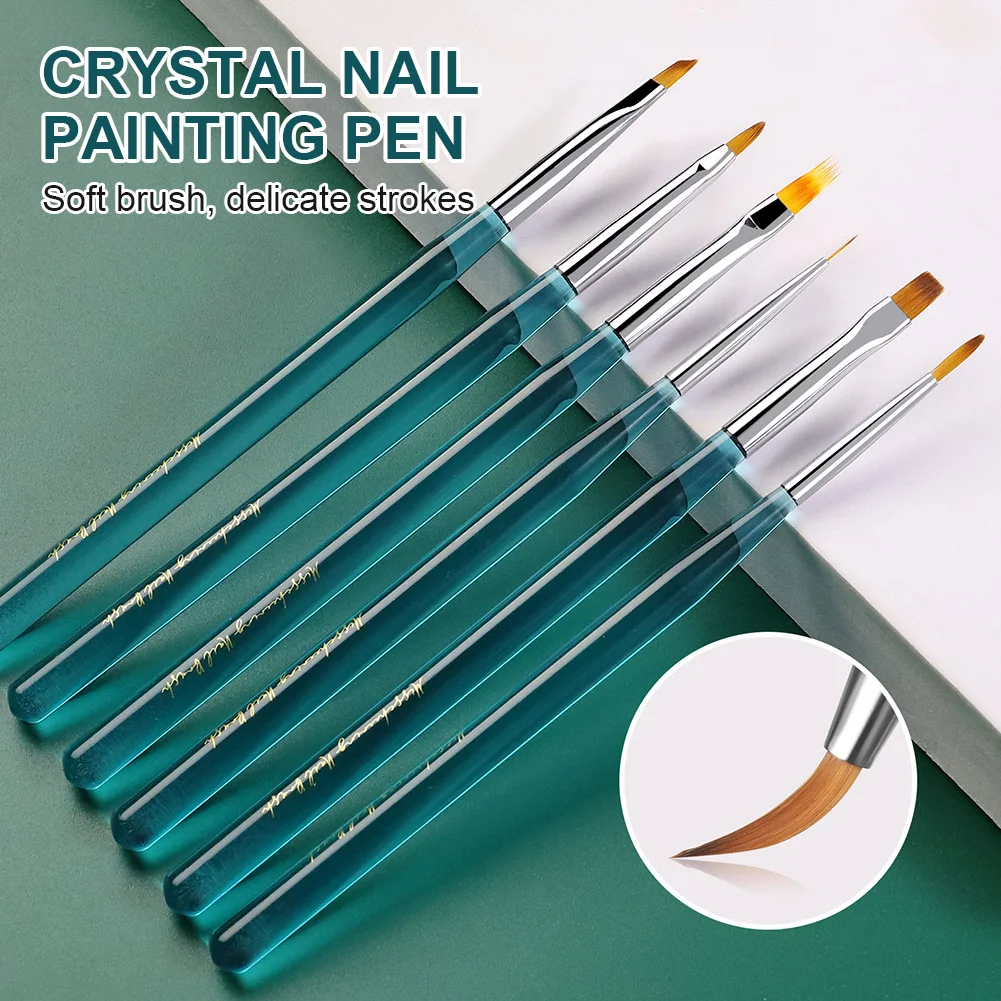 

Professional Nail Art Painting Drawing Brush Transparent Blue Acrylic UV Gel Brush Pen Liner Phototherapy Pen Manicure Tool