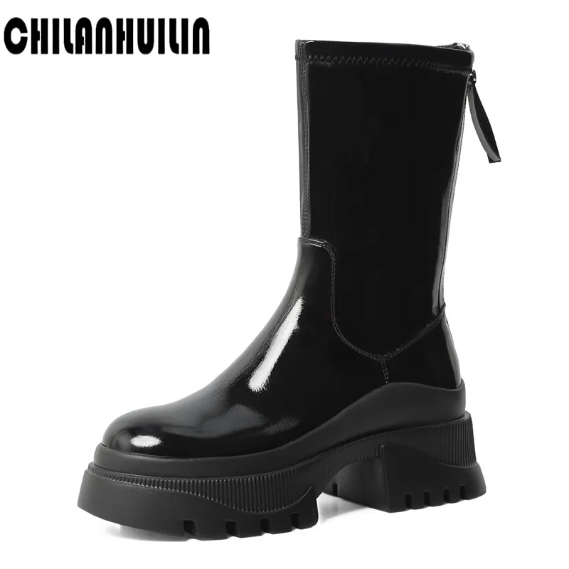 

Классические ботильоны на платформе, дизайнерская женская обувь, осенне-зимние ботильоны, женская обувь на платформе и высоком каблуке, повседневные ботинки для верховой езды