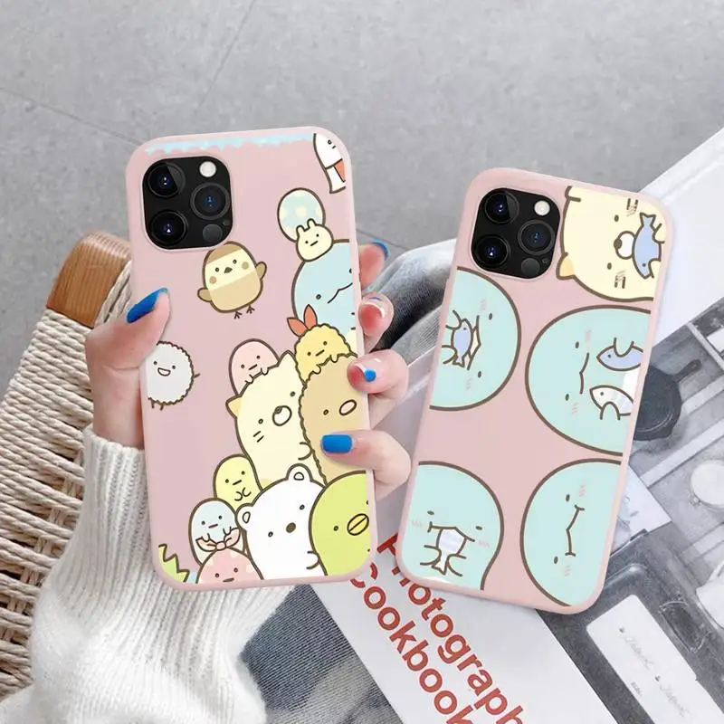 

Sumikko Gurashi Phone Case for iPhone 14 11 12 13 Mini Pro Xs Max 8 7 6 6S Plus X XR Solid Candy Color Case
