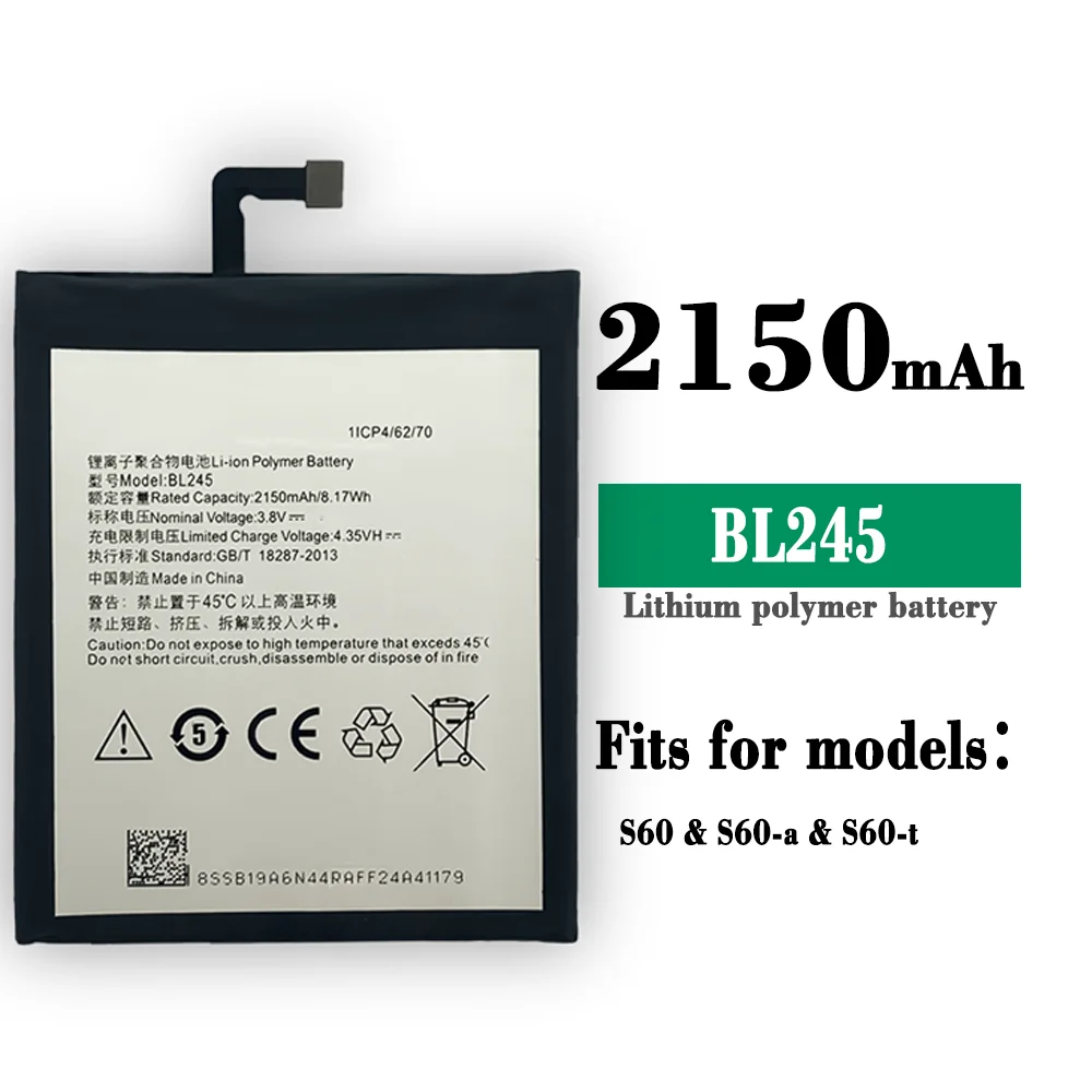 Batería de repuesto de alta calidad para Lenovo S60, S60A, S60W, S60T, BL245, 2150mAh