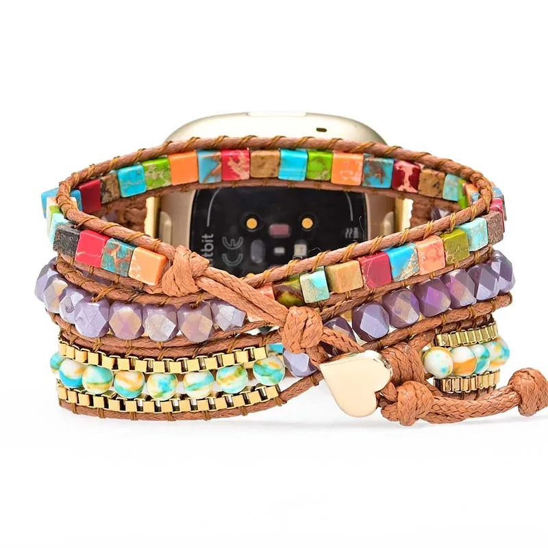 

For Fitbit Versa 3 Popular Band Handmade DIY Colorful Bobo Waved Original Bracelet For Versa 2 S M L Size Strap For Women
