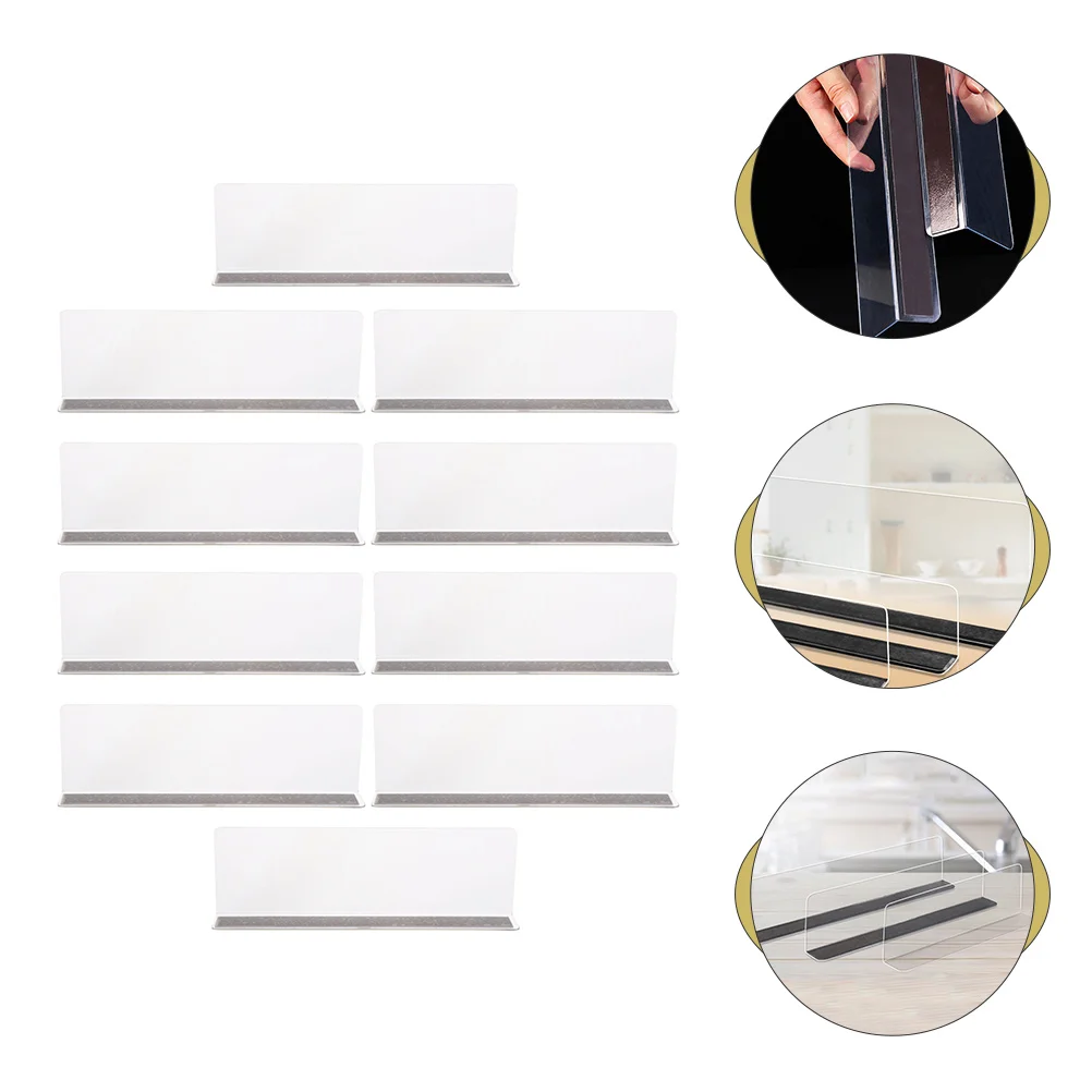 10 Pcs Clothes Dividers Shelves Magnetic Separator Clapboards Cabinet Transparent Shelf Wallet Closet Wire
