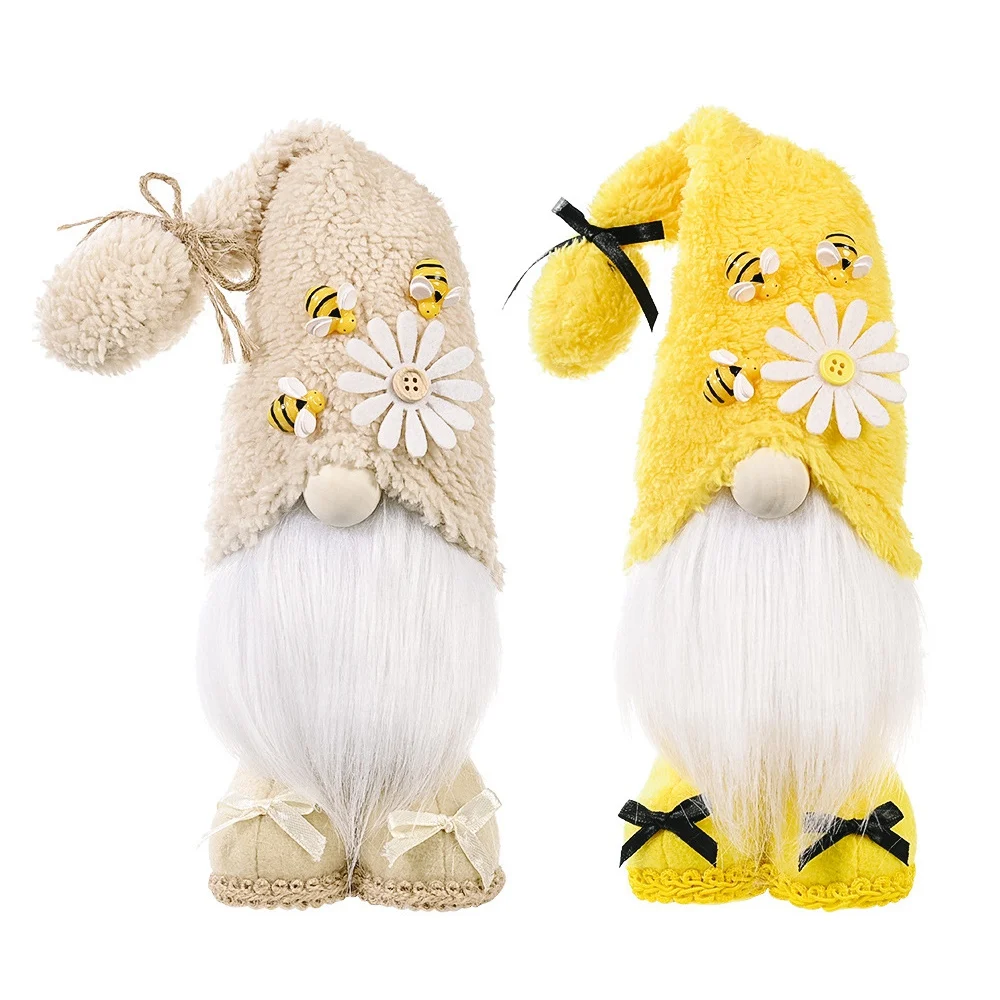 

2 Pcs Bee Gnome Faceless Doll Decorative World Bee Day Plush Dwarf Elfs Home Party Decorations Kids Toys Ornament