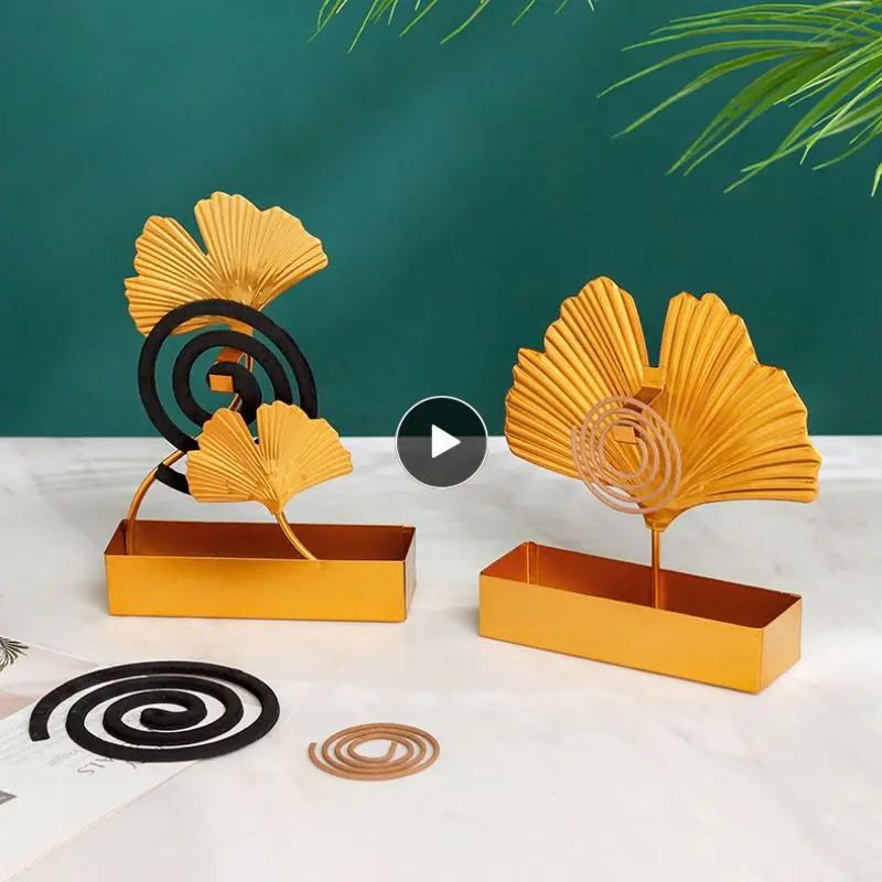 

Подставка для противомоскитной спирали в скандинавском стиле, стойка для противомоскитной спирали в форме листьев Ginkgo, золотистая, для украшения дома