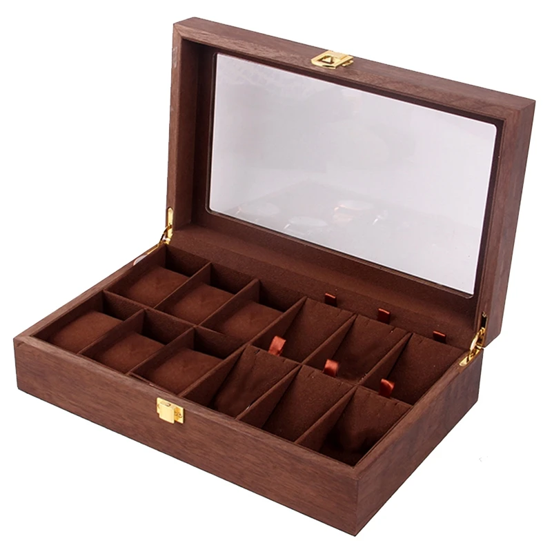 

Upgraded Watch Box,Jewelry Organizer Holder Jewelry Display Box Necklace Storage Organizer With Top Glass