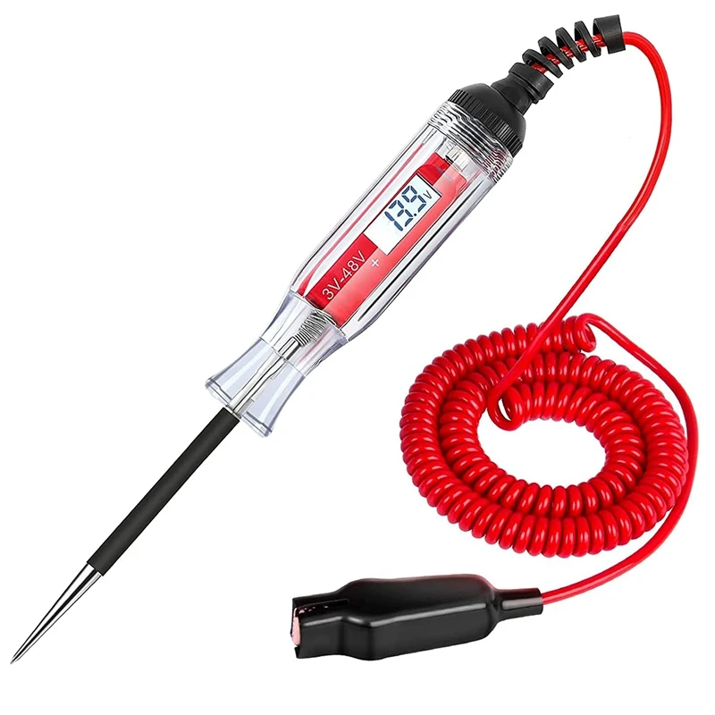 

Automotive Test Light Digital LCD Circuit Tester, DC 3V-48V Auto Electric Light Tester Tool With Voltmeter And Probe