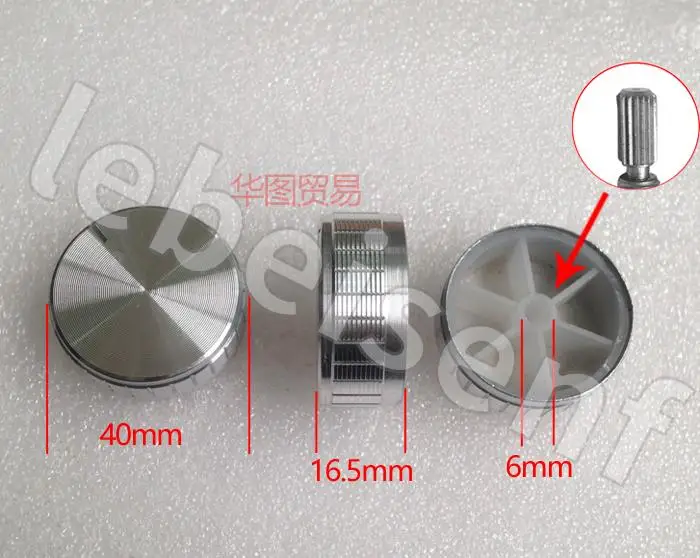 

8pcs silver 40*17mm aluminum alloy knob cap / audio volume switch knob 6mm potentiometer rotating cap