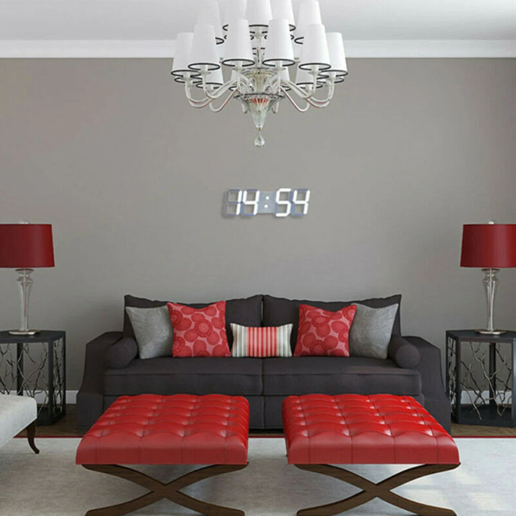 Светодиодные цифровые настенные часы с 3 уровнями яркости будильник Подвесные