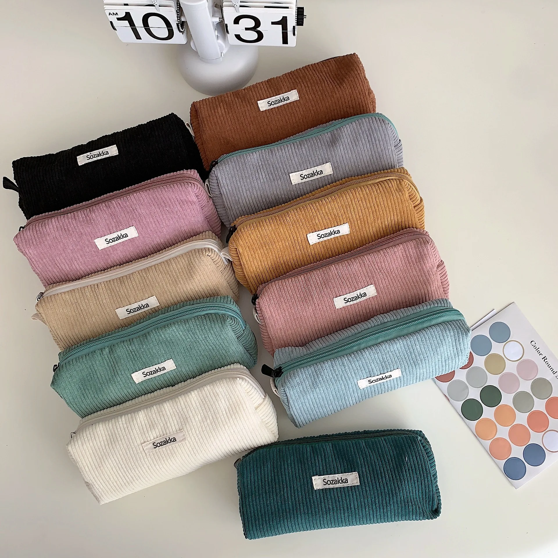 Retro Corduroy Travel Cosmetic Lipstick Purse Storage Bag Kawaii Women Makeup Handbags Organizer Wallet Pouch Pencil Case Bags