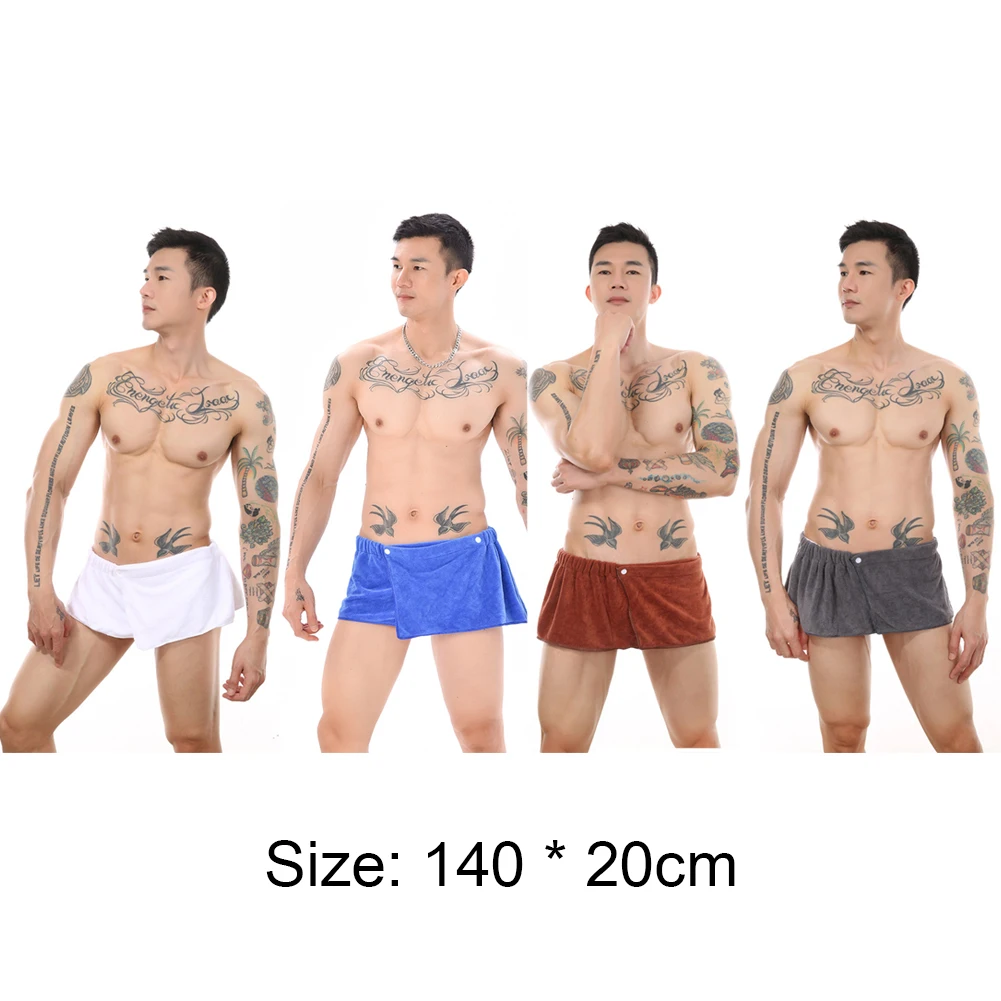 Men Soft Wearable Bath Towels Short Pants Soft Mircofiber Swimming Beach Gym Towel Blanket Shower Shorts Skirt Beach Towel images - 6