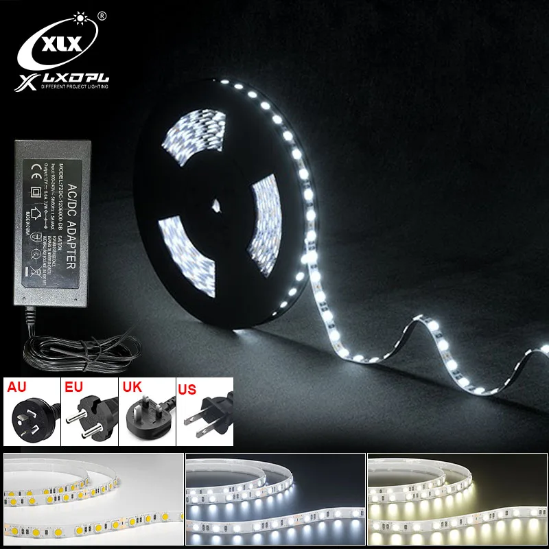 XLXDPL 5M 60 LEDs/m LED Strip SMD5050 LED Chip DC12V Home Lamp Strip White Flexible And Cuttable Soft Lamp Bar