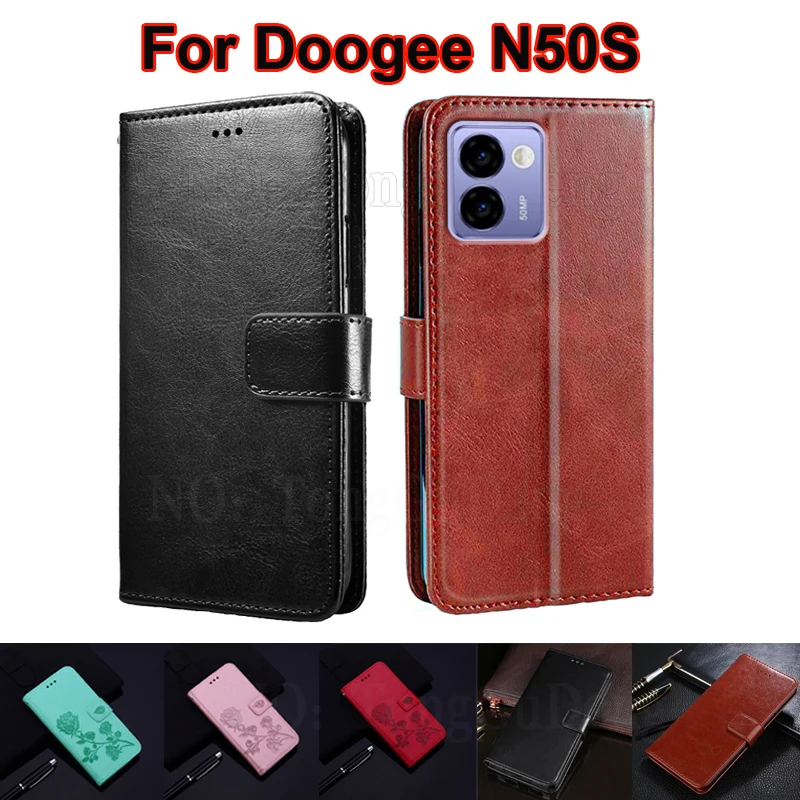 Винтажные кожаные бриджи для телефона Doogee N50S чехлы телефонов N50 Pro Coque Book Stand