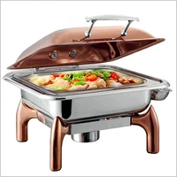 kitchen tools and equipment and uses copper brass liquid chafing dish fuel hydraulic square rose gold roll top food warmer fuel