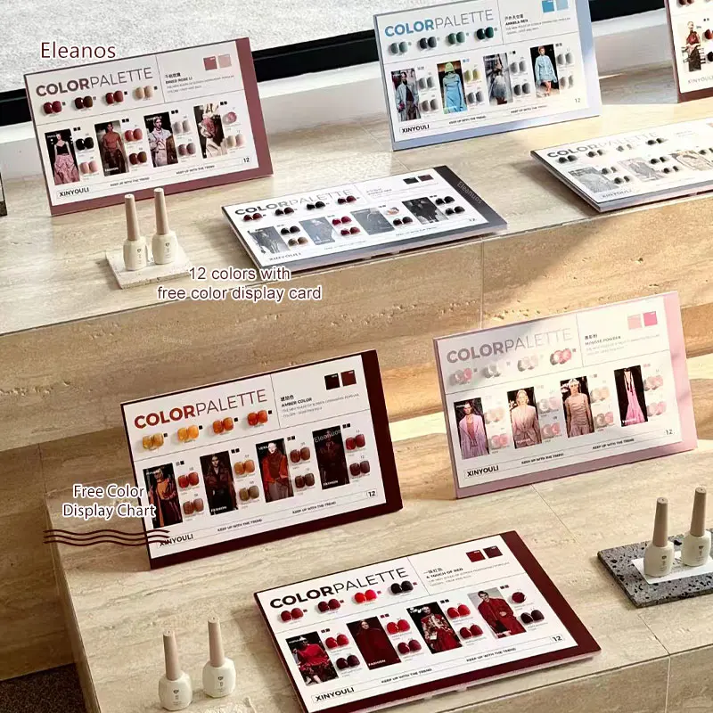 Eleanos 12Pcs Serie Red Brown Гель-лак для ногтей Набор блестящих полуперманентных лаков Soak Off