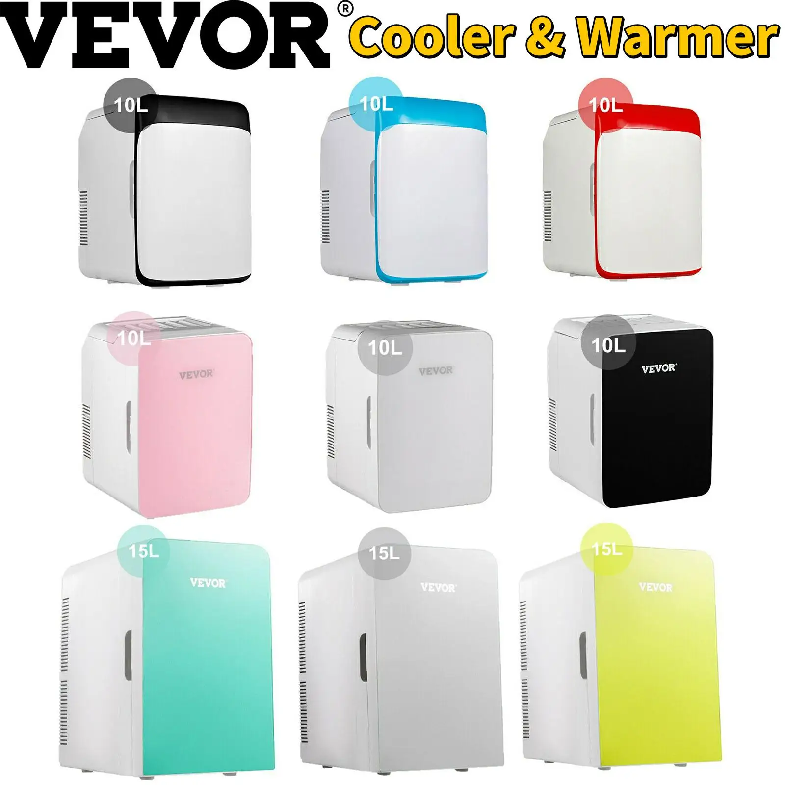 $55.06 VEVOR Mini Makeup Fridge Refrigerator Small Cooler Warmer 10L 15L DC 12V for Cosmetics Skincare Car Caravan Camping Boating Bar