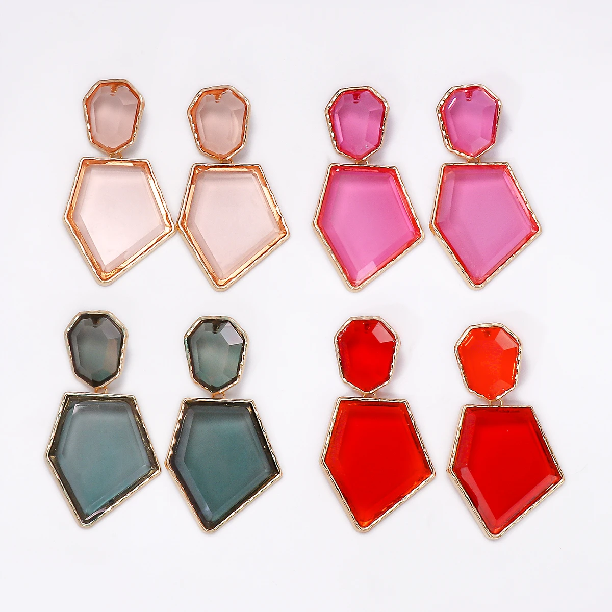 

Fashion Colorful Transparent Crystal Glass Resin Geometric Dangle Earrings for Women Exaggerate Statement Jewelry 2023 Trend