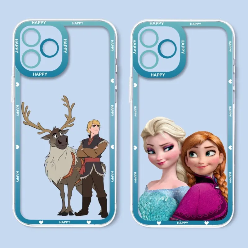 

Disney Frozen Phone Case Telefoon For IPhone 13ProMax 14 13 12 11 Pro Max Mini Transparent Fine Hole Soft Cover