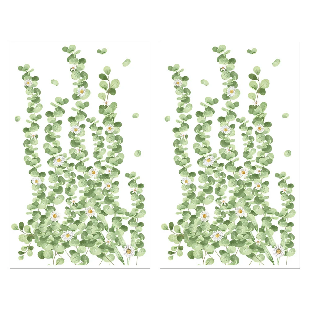 

Wall Decals Green Wallpaper Decal Living Adhesive Self Sticker Bedroom Floral Watercolor Style Decor Leaf Cabinet Leaves Vine