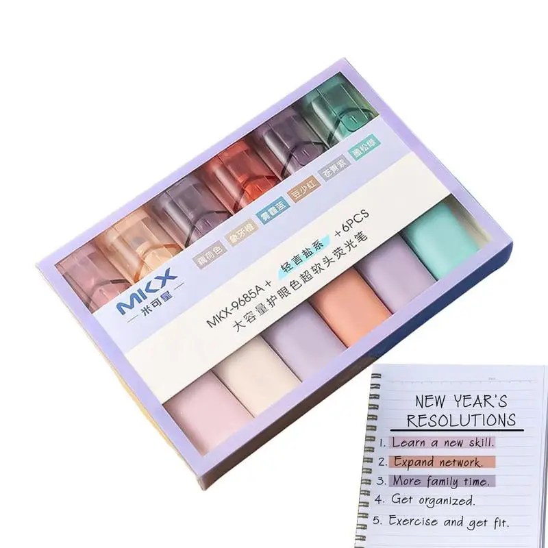 

Highlighter Pens 6pcs Pastel Colors Highlighter Quick Dry Chisel Tip Marker Pens Aesthetic Highlighter Markers School Supplies
