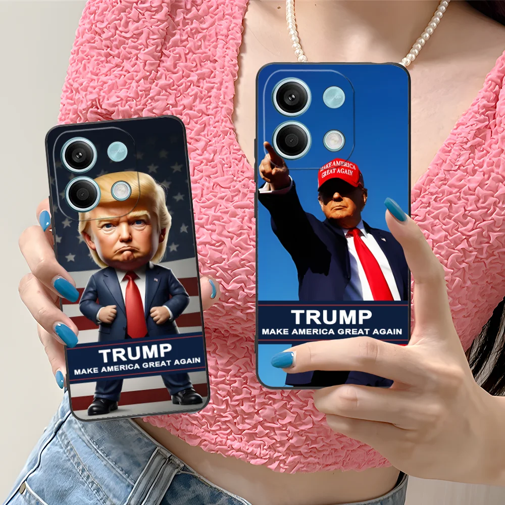 Trump Mobile Phone Case for Xiaomi Redmi Note 13 12 11 10 9 8 7 6 S A Pro Lite Plus 5G Black Cellphones Smartphone Cover