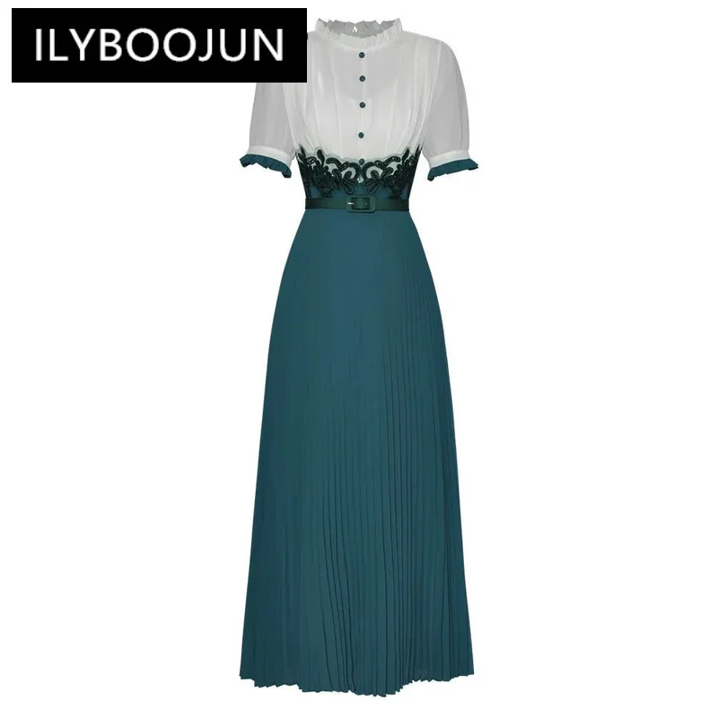 Летнее женское платье ILYBOOJUN высокого качества шифоновые туники с вышивкой и