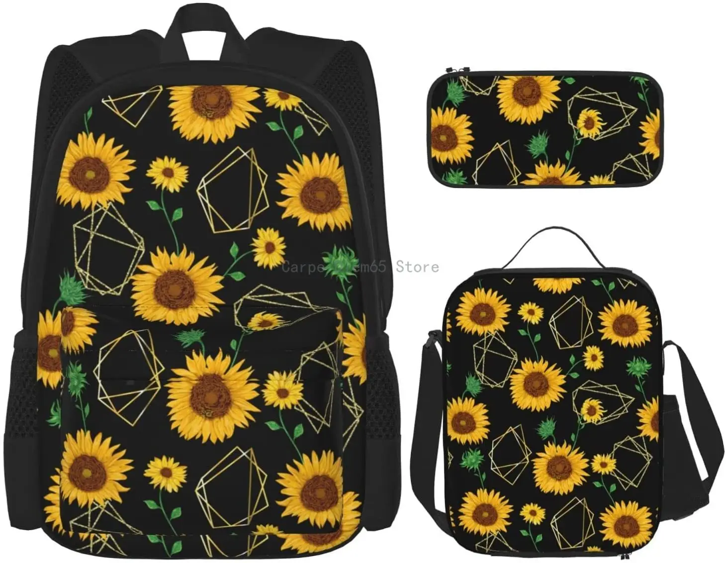 

3Pcs Sunflower Flower Backpack Set with Lunch Box Pencil Case, School Book Bag for Preschool Kindergarten Elementary Kids