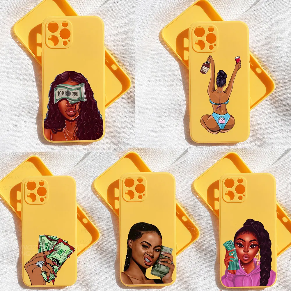 

Funny Money Stacks kash doll Black Girl Phone Case For iPhone 12 pro 11 pro MAX 7 6s 8 Plus X XR XS MAX TPU Case For iphone 13