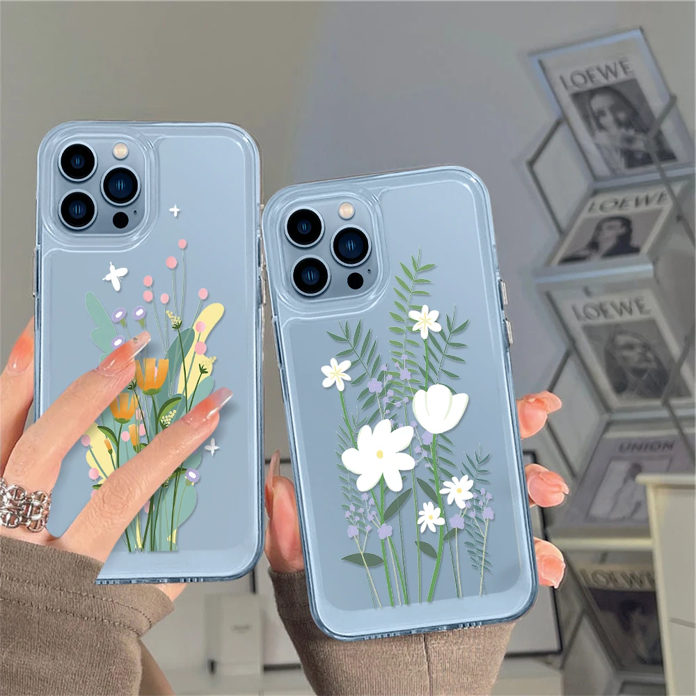 

Small Floral Flower Phone Case for iPhone 14 13 12 11 Pro Max Mini XS XR X Protection Shell Cover for iPhone14promax Coque Funda