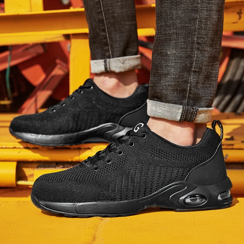 Breathable Men Women Work Safety Shoes Anti-Smashing Steel Toe Puncture Proof Construction Lightweight Sneaker Sport Hiking Shoe