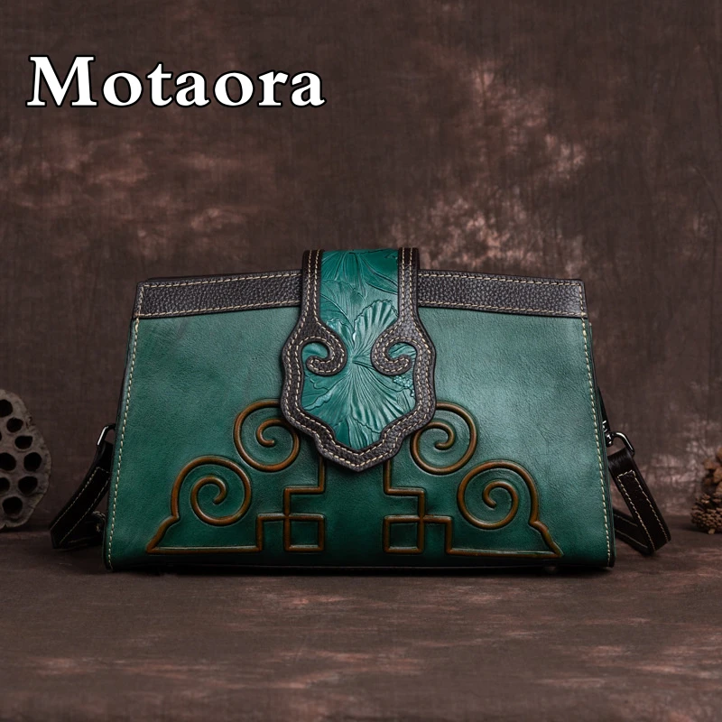 MOTAORA Vintage Women's Bag 2023 Trend Ladies Shoulder Bags Genuine Leather Handbags Relief Crossbody Bags For Women Phone Purse