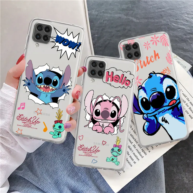 

Clear Case For Samsung Galaxy A52 A12 A51 A32 A21s A71 A32 A22 50 A70 A31 A72 5G Phone Cover Stitch Cute