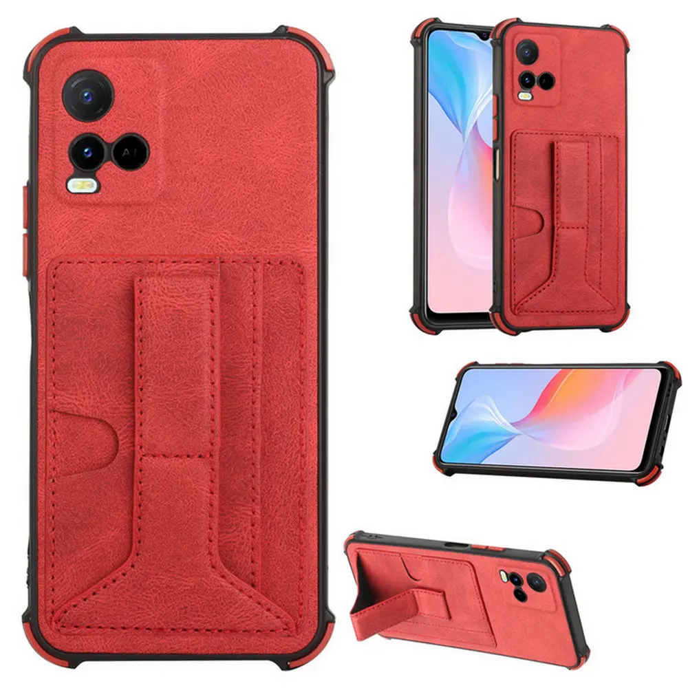 

Shockproof Case for Vivo Y21 S 2021 Leather Card Slot Shell Vivo Y33S Armor Camera 360 Protect Back Cover Vivo Y21 Y 33 S Funda