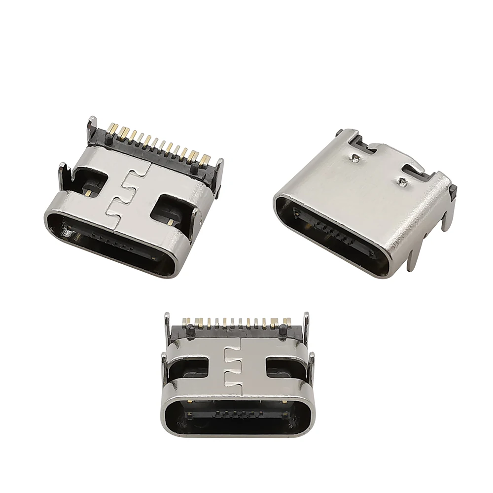 

10 шт., USB Type-C 3,1, женский стандарт SMT, 16-контактный разъем для USB-порта для зарядки