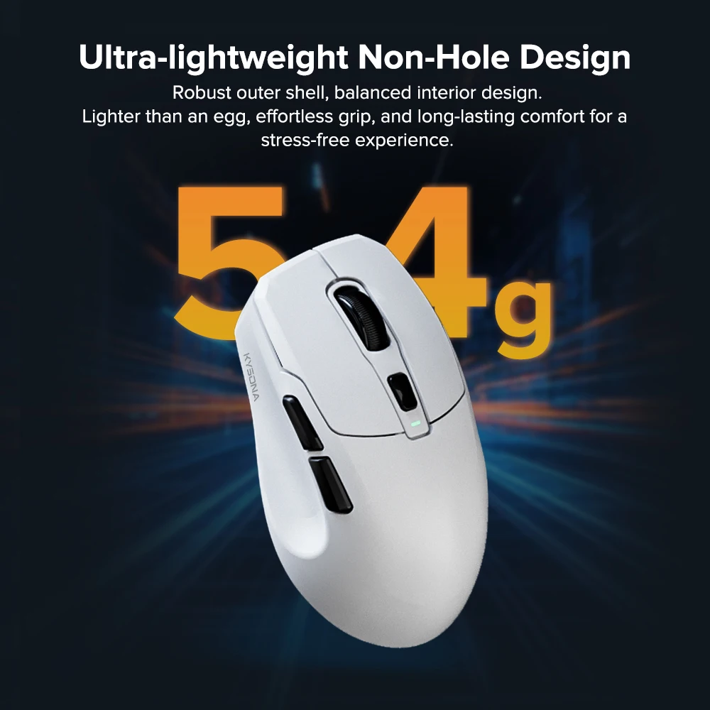 Фото KYSONA Uranus SE PAW3311 Беспроводная игровая мышь Bluetooth-мышь эргономичная 54 г легкая частота отката 1 кГц для портативных ПК №2