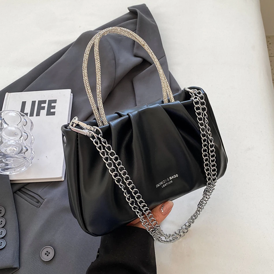 

Designer Ruched Shoulder Bags for Women Fashion Chain Crossbody Bag Trend Luxury Top-handle Bag Women's Purses and Handbags Tote