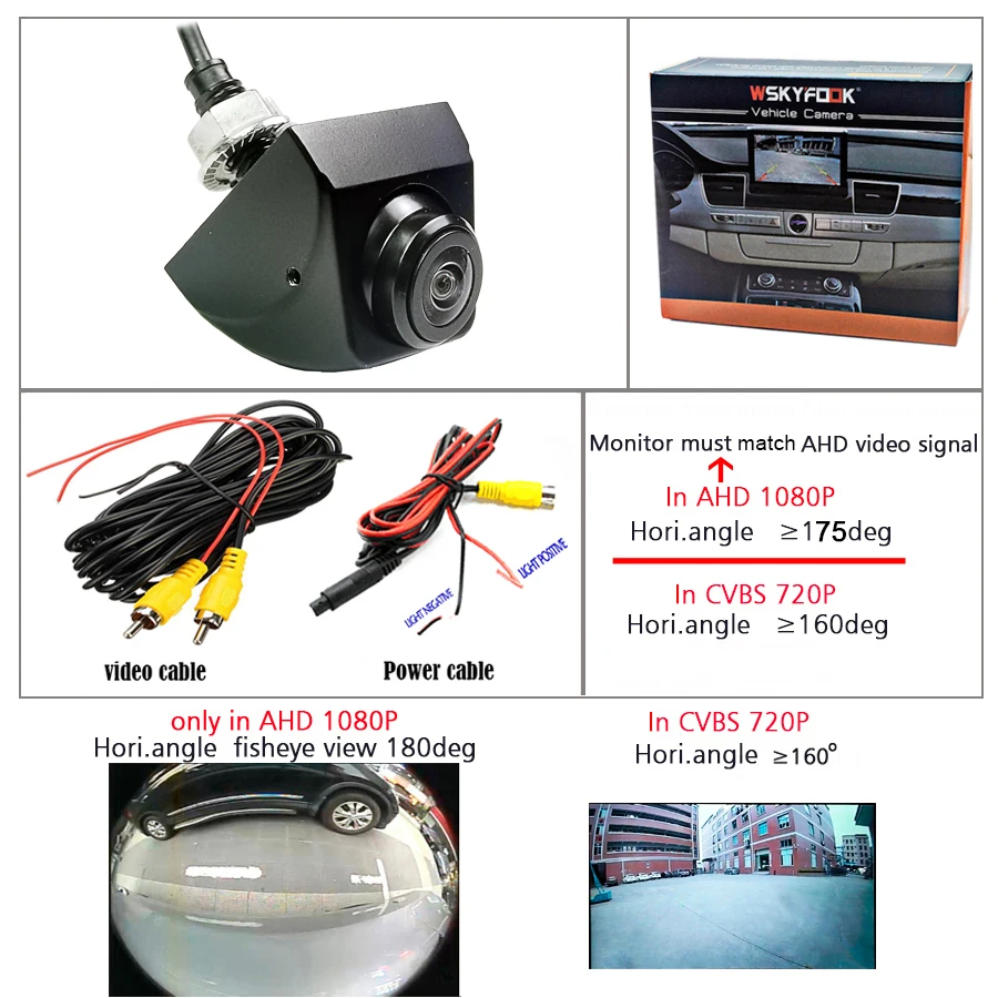 

360 ° Автомобильная камера заднего вида Rotato AHD 1080P с видом на рыбу 180 ° Задняя передняя камера с боковым видом Автомобильная камера HD Night Vision