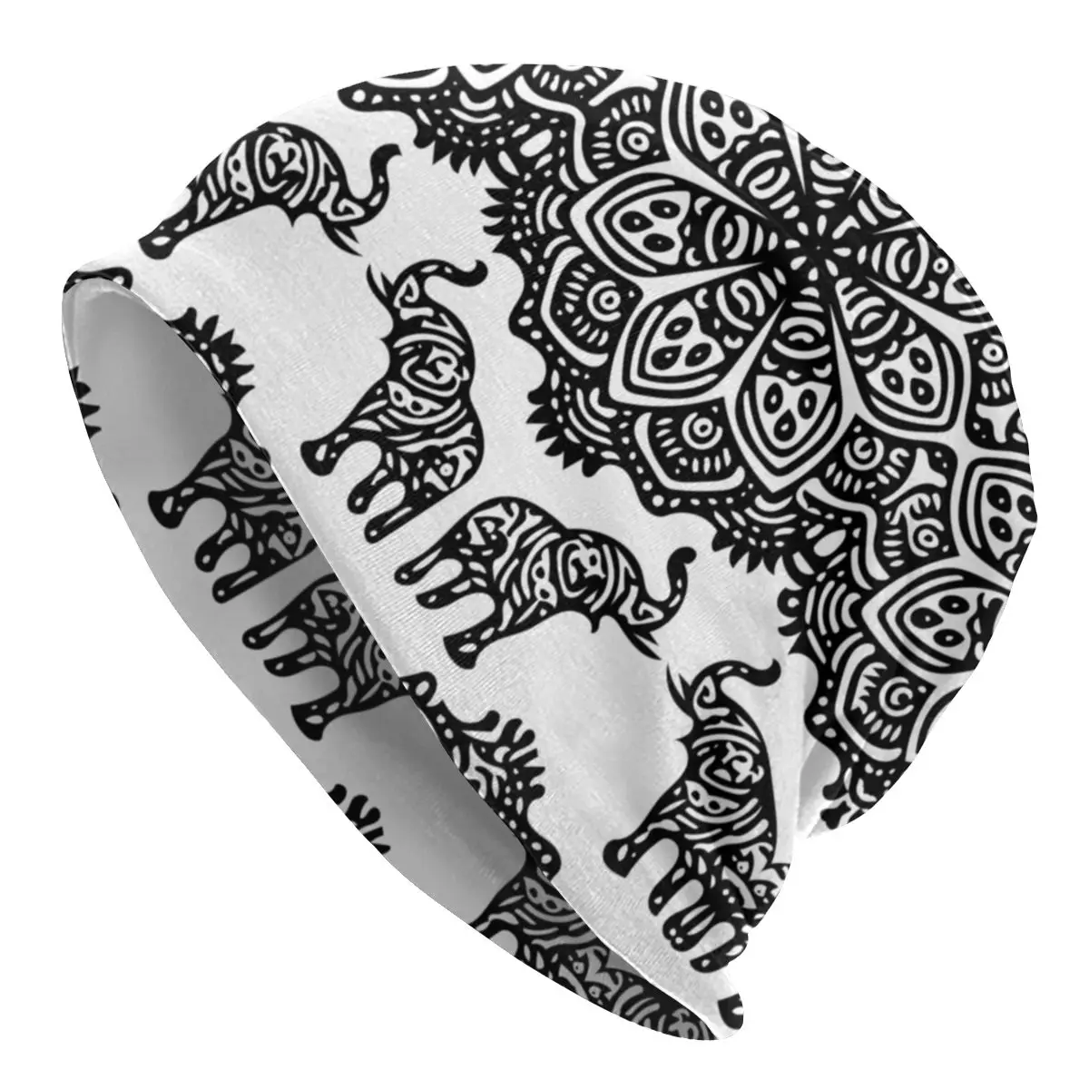 

Шапки-бини с индийскими слонами, шапки для мужчин, женщин, мужчин, уличная одежда унисекс, зимняя теплая вязаная шапка, шапка с мандалой для в...