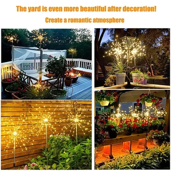 LED Solar Firework Fairy Lights Outdoor Waterproof Garden Decoration Lawn Landscape Lamp for Yard Christmas Wedding Party Decor 5