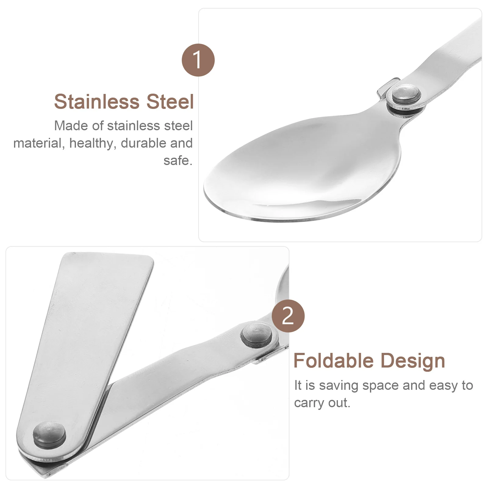 

Spoon Scoop Foldable Folding Travel Tea Cream Fruit Coffee Ice Steel Cutlery Stainlessflatware Stirrer Spoons Ricepet Noodles