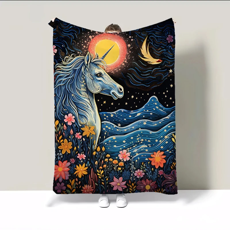 

Всесезонное покрывало для дивана, пушистые мягкие одеяла и покрывала с изображением огненной лошади, покрывала для двуспальной кровати, летнее одеяло, покрывало аниме до колена