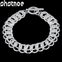925 sterling silver round circle chain bracelet for women jewelry fashion wedding engagement party gift