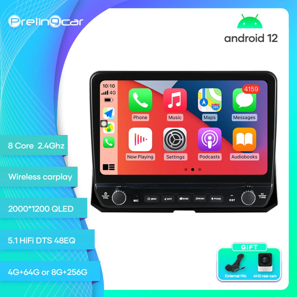 

Prelingcar For Toyota Corolla 2018-2019 Android 12 Car Monitor 8 256g Carplay RDS GPS Built 2din Radio DVD Player 5.1HIFI DST