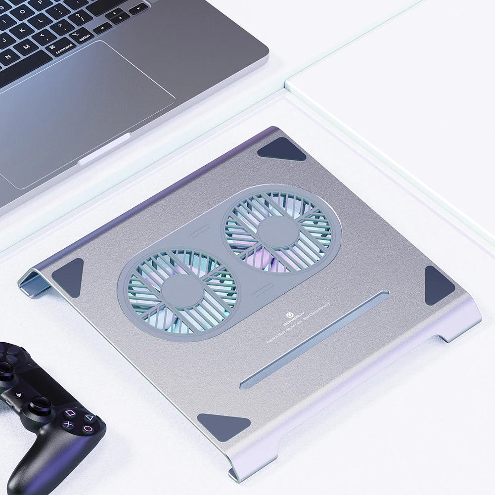 

Практичная подставка для ноутбука с противоскользящим двойным охлаждающим вентилятором, подставка для компьютера, аксессуары