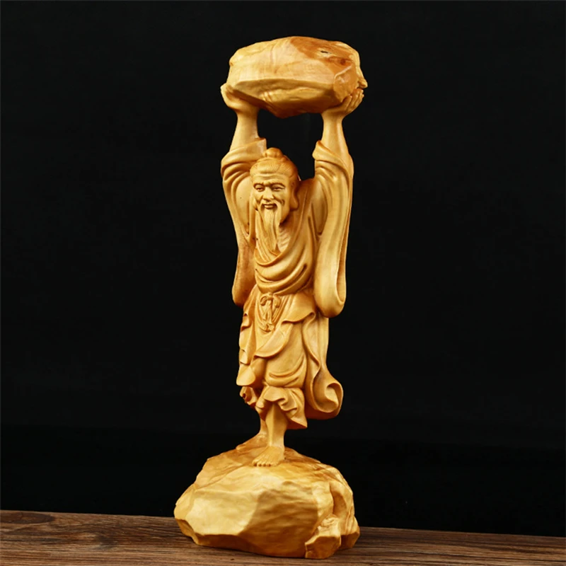 XS265-20 ручная резьба из самшита по мифи фигурка персонажа человека движущаяся гора