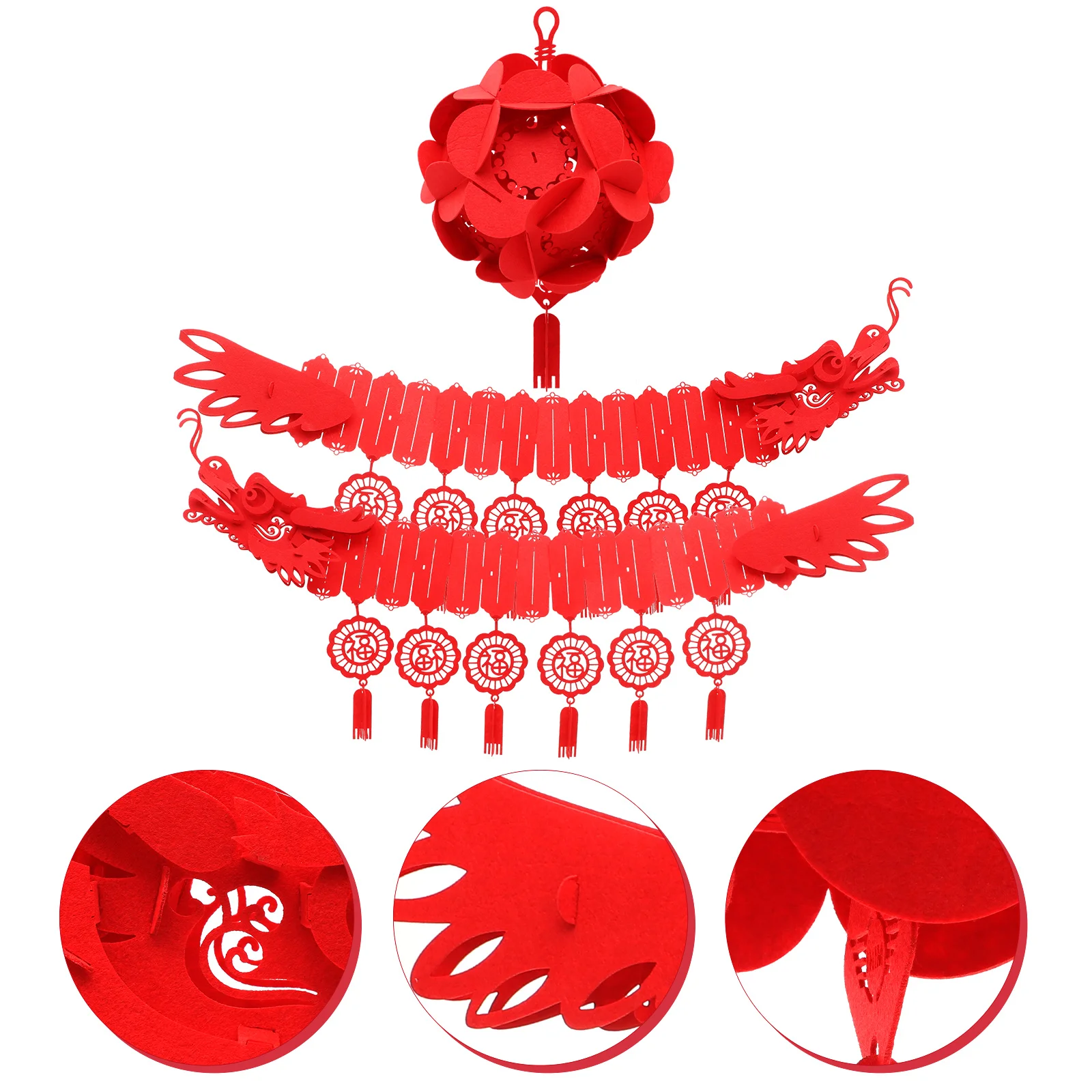 

Spring Festival Pendant Chinese New Year Decoration Red Paper Lanterns Fabric Dragon