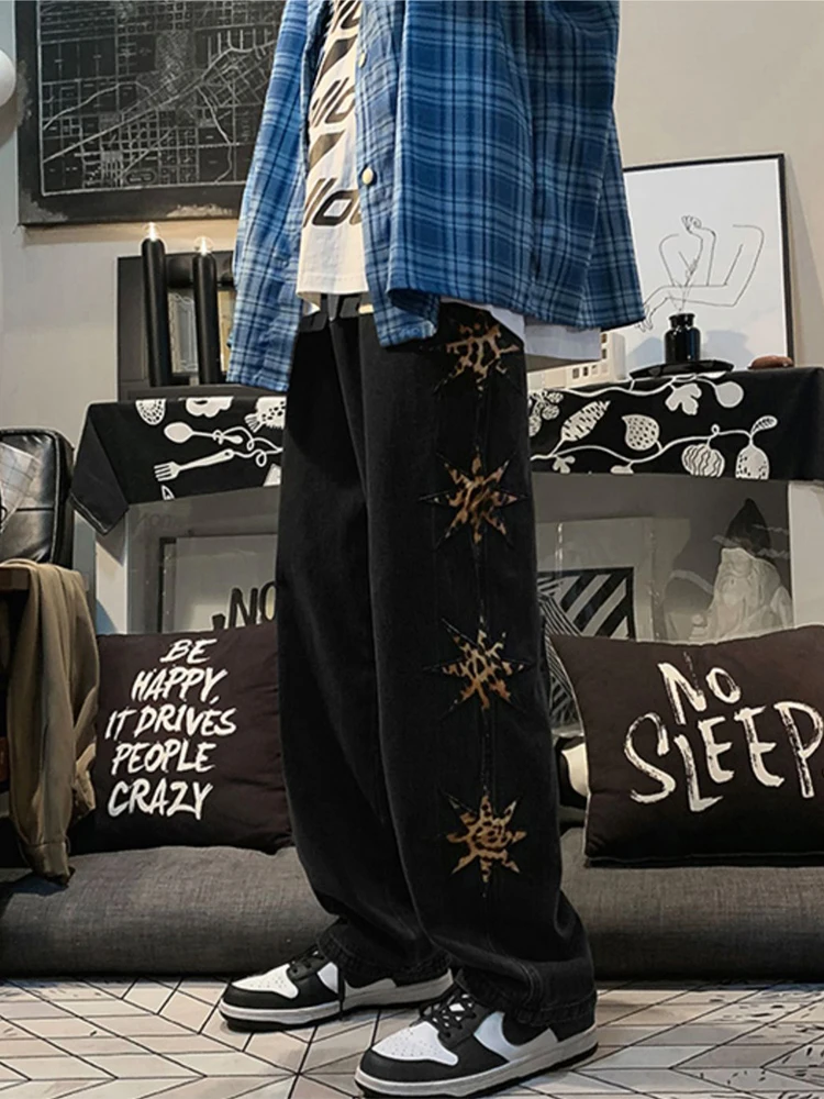 Loose Embroidery Wide -legged Denim Jeans Brand Clothing Y2K MEN JEANS Designer Clothing and Leisure Pants Men Clothing Softener