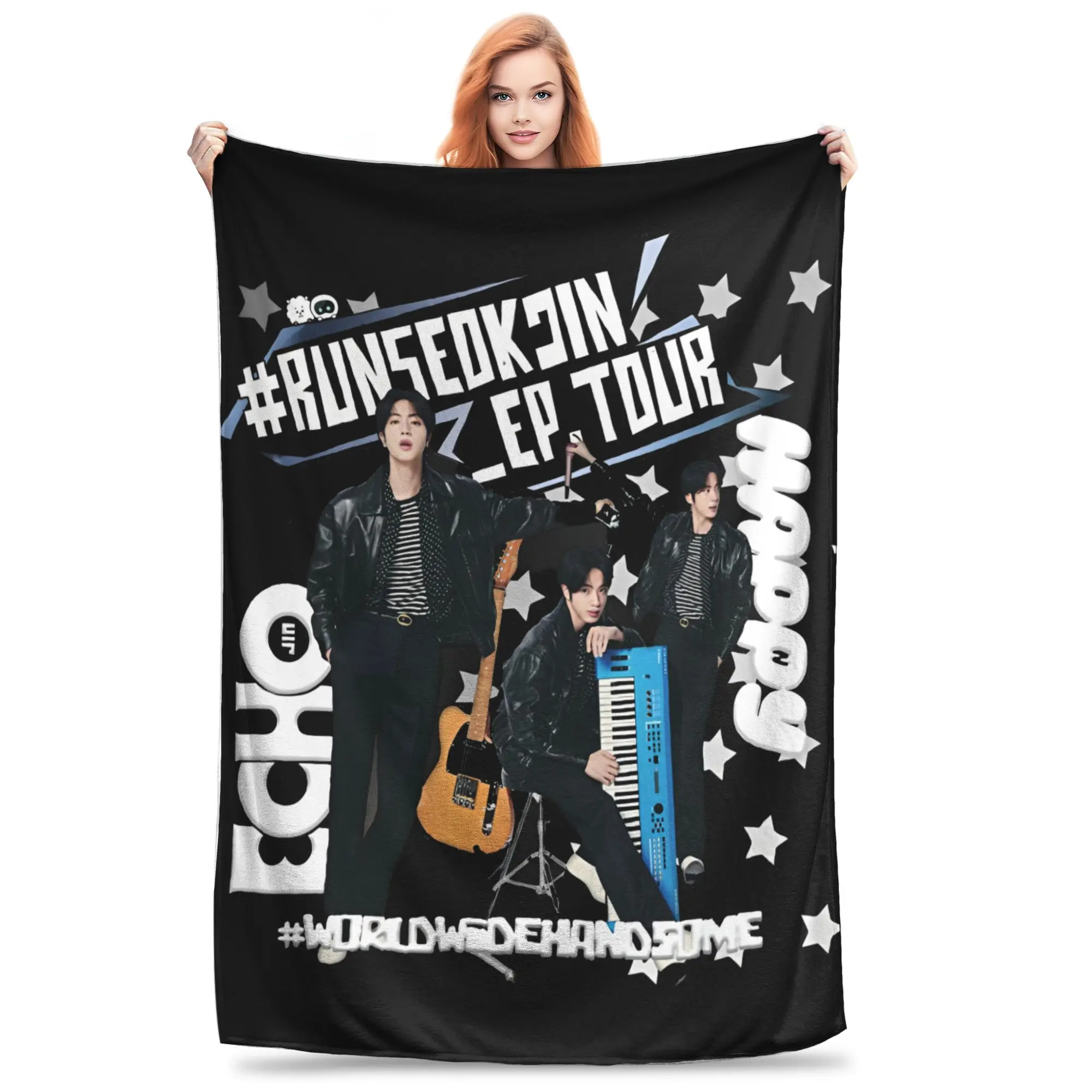 Фото JinS Runseokjin EP Tour 2025 концертное одеяло KPOP супер мягкие теплые пледы для дивана 50x60 дюймов многоразмерные постельные принадлежности пледы №1