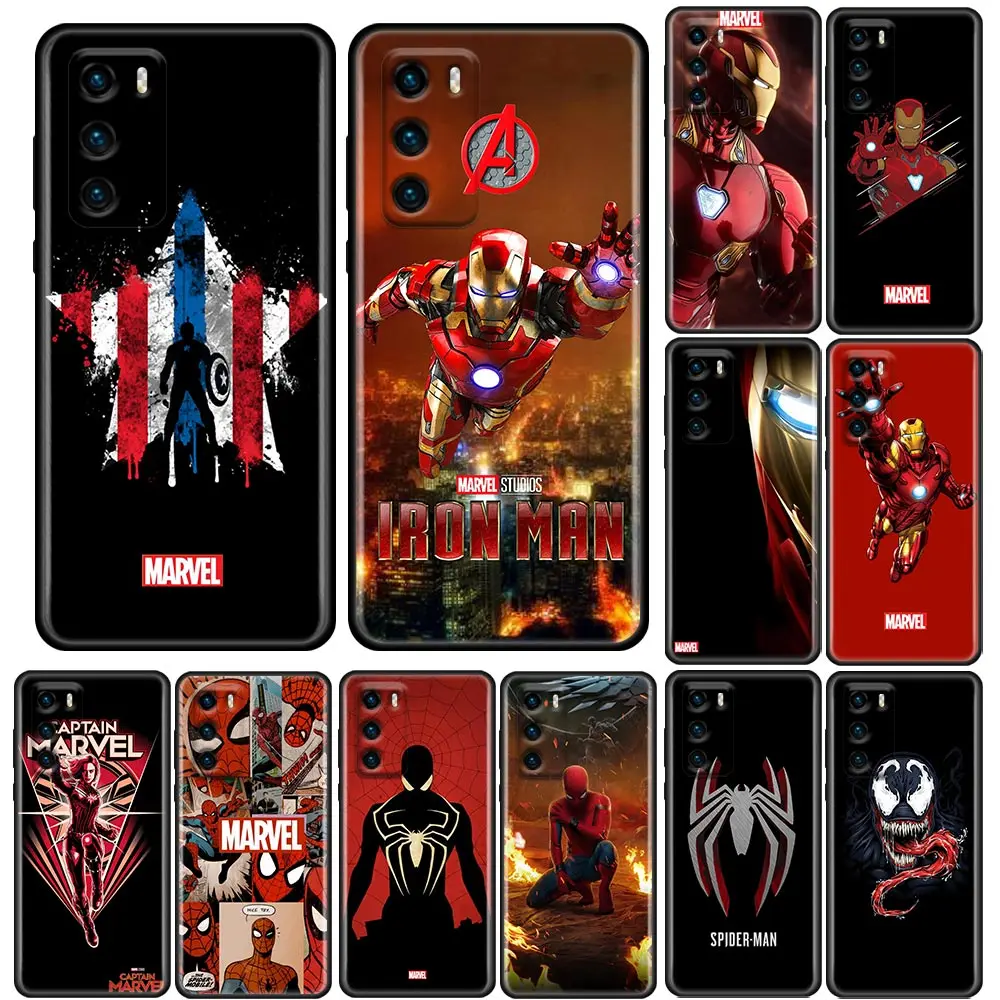 

Marvel spiderman iron Man Phone Case for Huawei P10 P20 P30 P40 Lite P50 Pro Plus P Smart Z Case Soft Silicone Cover MARVEL