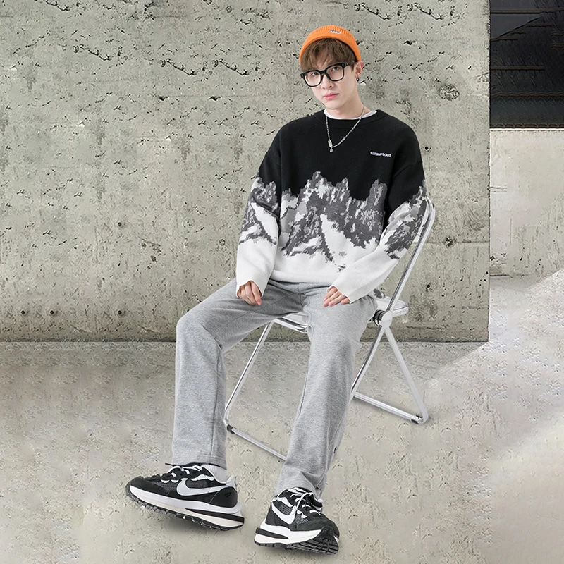 Мужские повседневные свитера 2022 года в стиле Харадзюку СВОБОДНЫЙ Модный Мужской